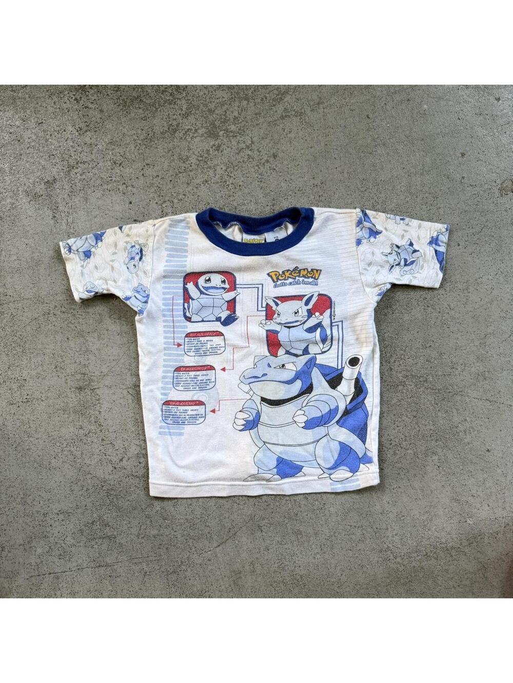 Vintage 2000s Pokemon Nintendo Blastoise Evolution Ringer Youth T Shirt